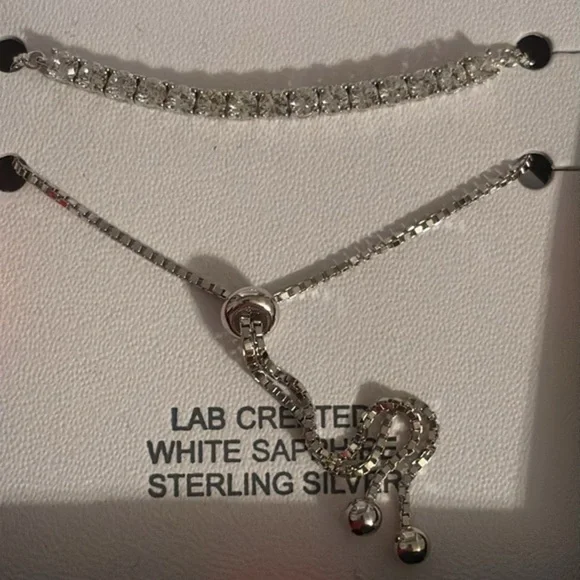 Lab Created White Sapphire Sterling Silver Bolo Bracelet - Picture 6 of 6